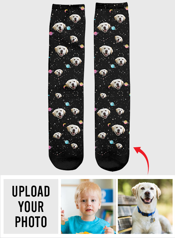 Chaussettes personnalisées pour chiens - Face Galaxy