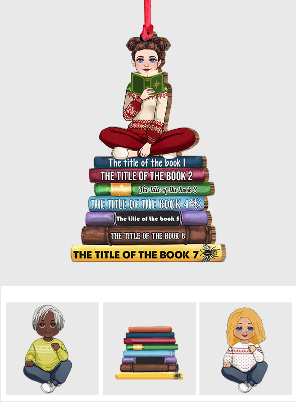 Bookstack with Custom Titles - Personalized Book Ornament