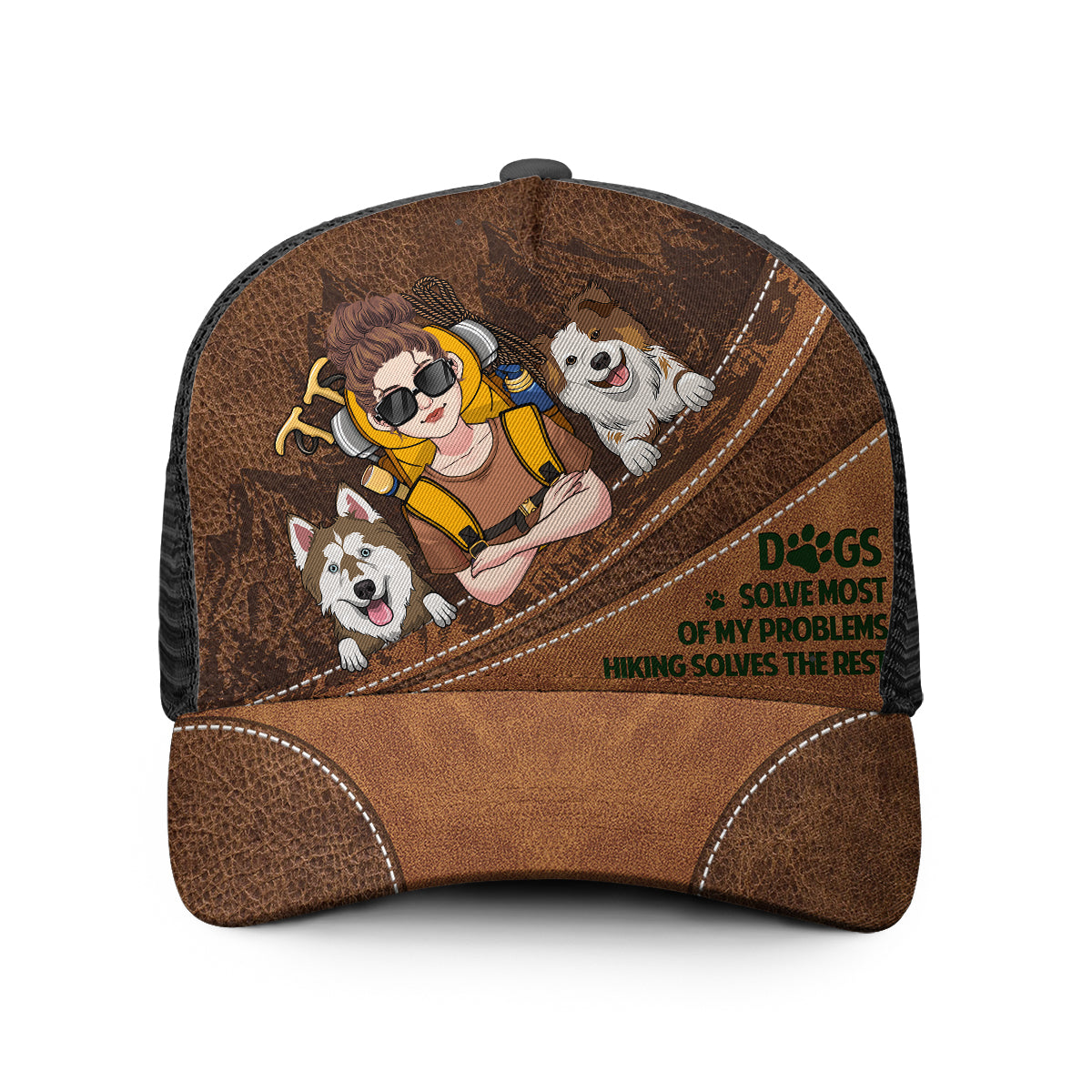 Randonnée et chiens - Casquette de camionneur personnalisée pour la randonnée