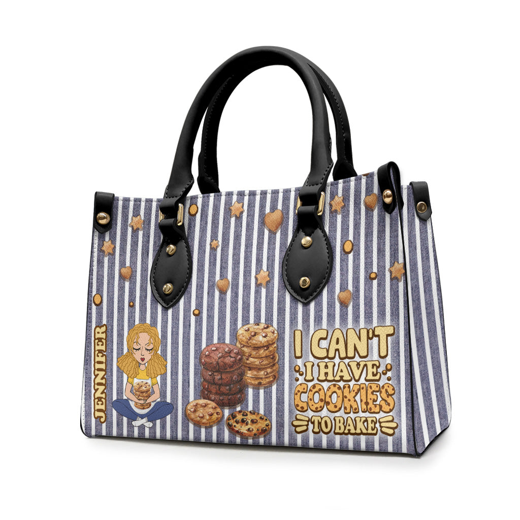 Je ne peux pas, j'ai des biscuits à faire cuire ! - Sac à main en cuir personnalisé pour la pâtisserie