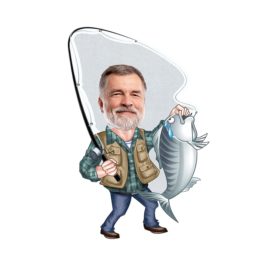 Paillasson personnalisé « Amoureux de la pêche » en forme de pêche