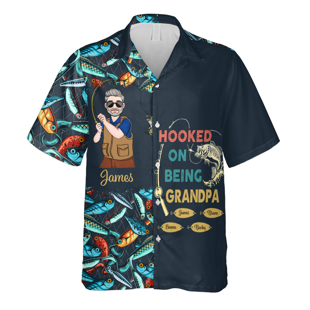 Accro à la paternité - Cadeau de pêche pour papa, grand-père, lui, mari - Chemise hawaïenne personnalisée