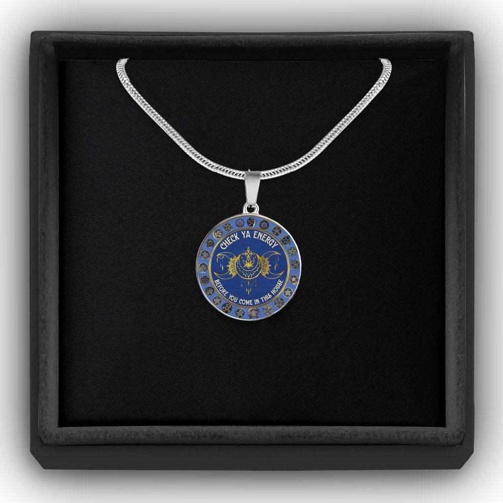 Vérifiez votre énergie - Collier pendentif rond de sorcière