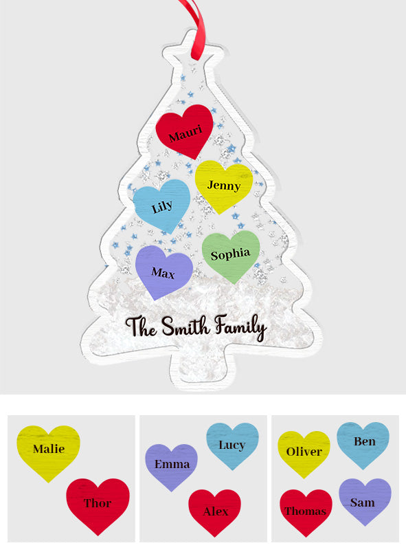 Amour familial de Noël - Ornement de Noël personnalisé à 3 niveaux pour toute la famille