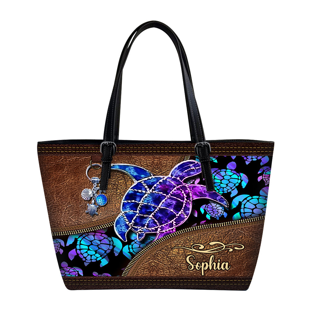 Salty Lil' Beach - Personalized Turtle Leather Bag