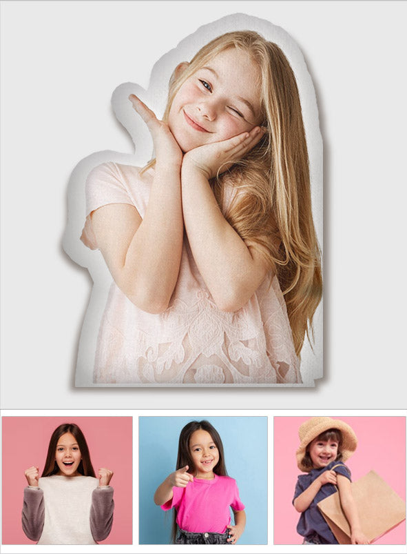 Coussin humanoïde personnalisé avec photo - Coussin en forme de petite-fille