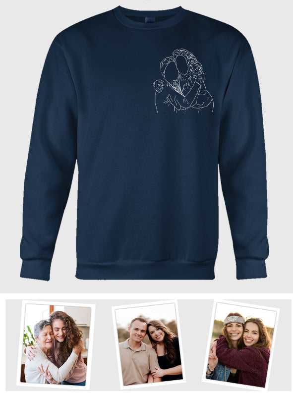 Pull brodé personnalisé « Grand-mère » avec motif au trait