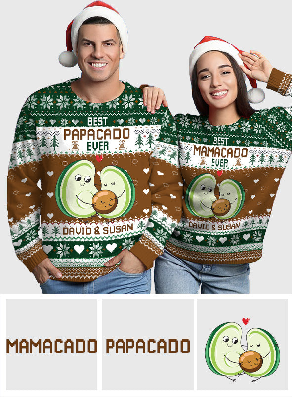 Mamacado Papacado - Pregnancy gift for husband, wife, boyfriend, girlfriend - Personalized Ugly Sweater