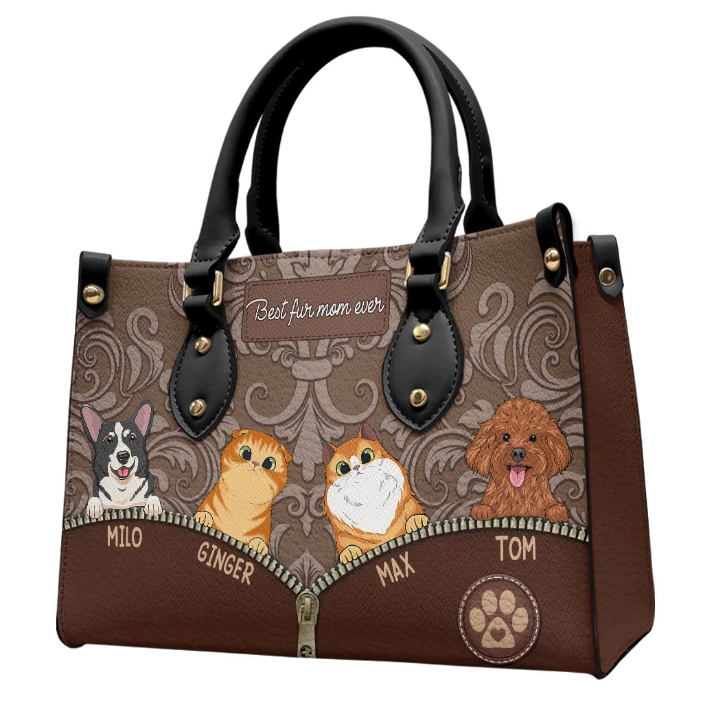 Meilleure maman de chien au monde - Cadeau pour maman, amoureuse des chiens et des chats - Sac à main en cuir personnalisé