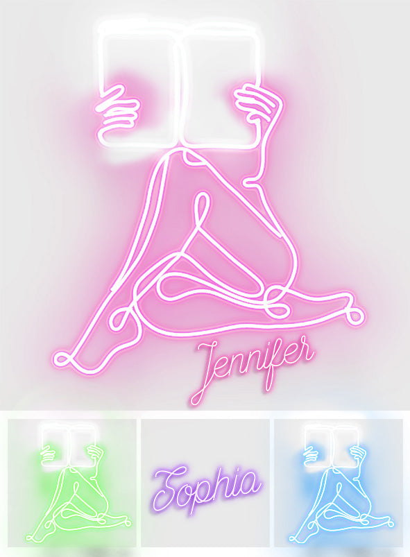 Juste une fille qui aime les livres - Enseigne lumineuse personnalisée en forme de livre