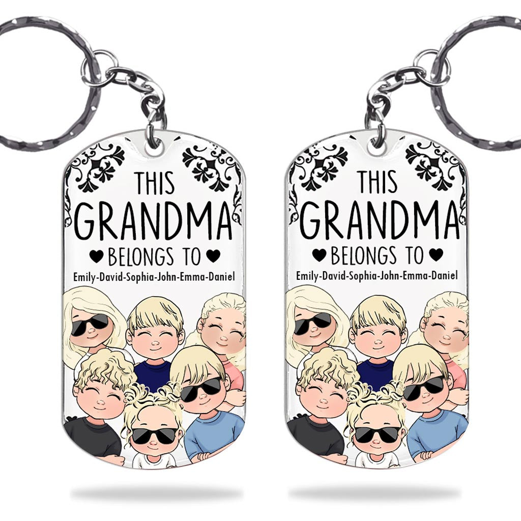 This Father Belongs To - Gift for dad, grandpa, mom, uncle, aunt, grandma - Personalized Stainless Steel Keychain