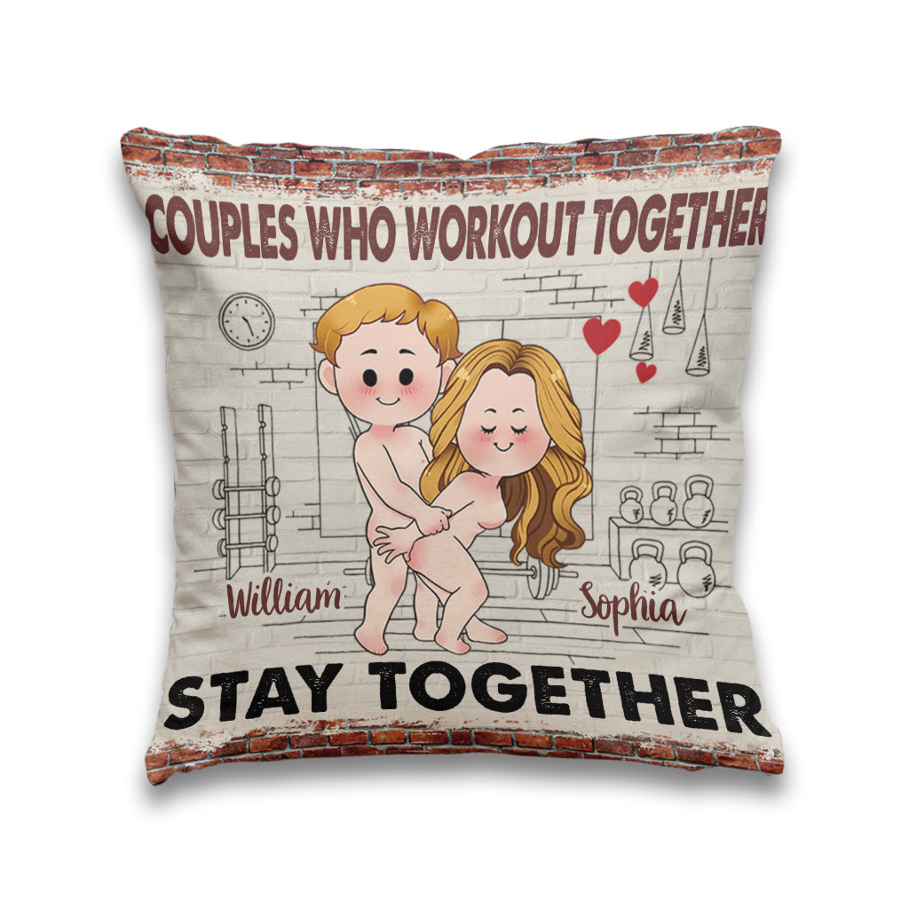 Faites du sport ensemble, restez ensemble - Coussin décoratif personnalisé pour couples