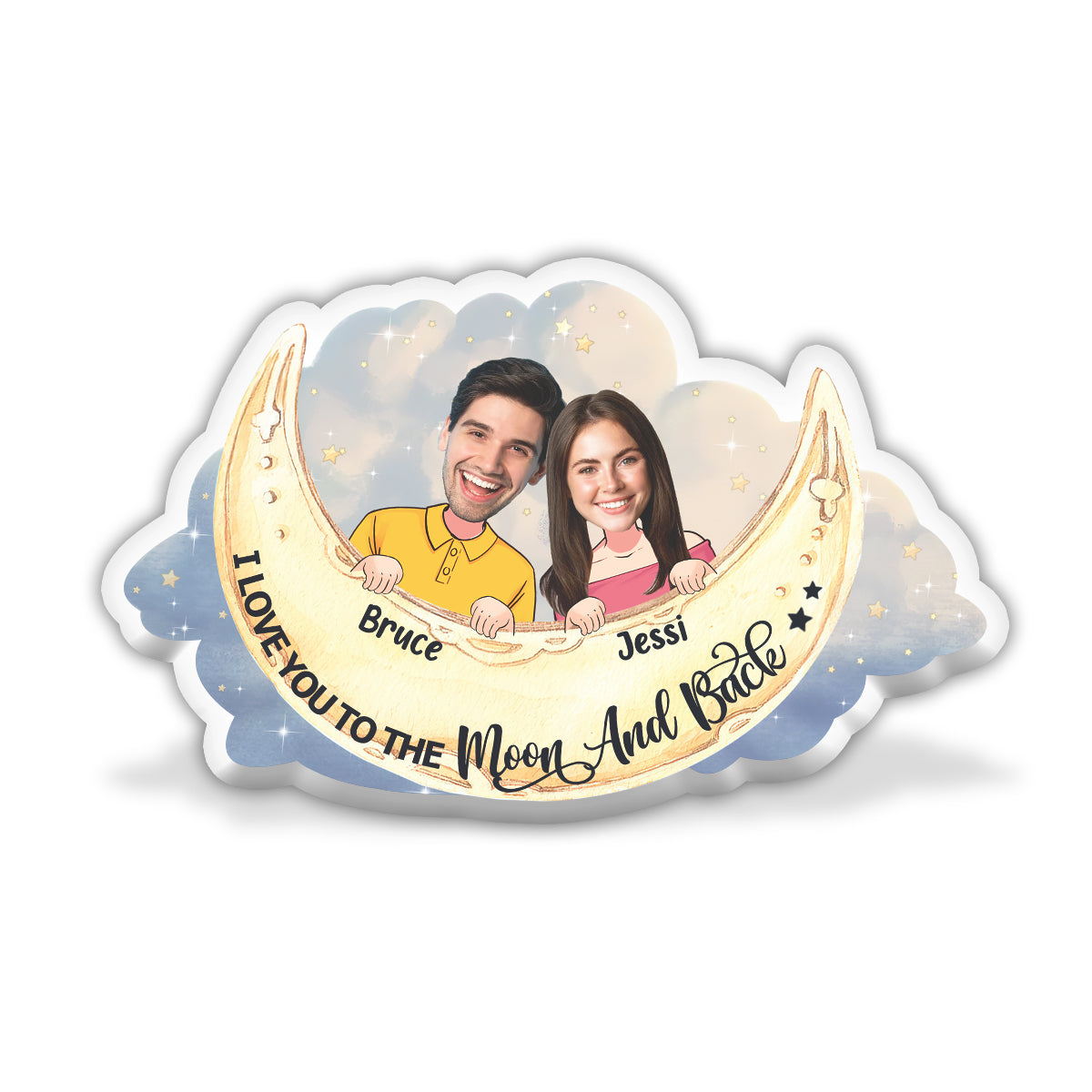 Je t'aime jusqu'à la lune et retour - Coussin personnalisé pour couple