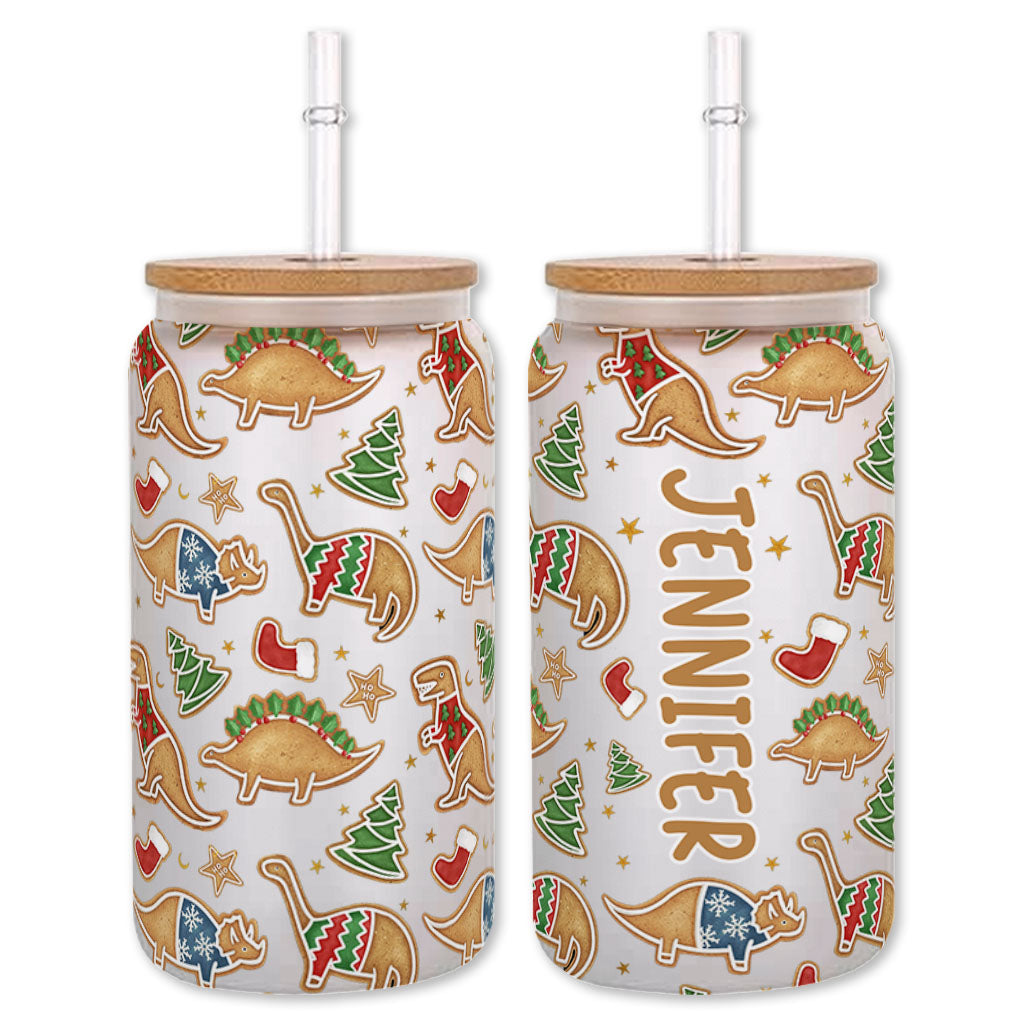 Joyeux Noël - Verre à canette personnalisé dinosaure
