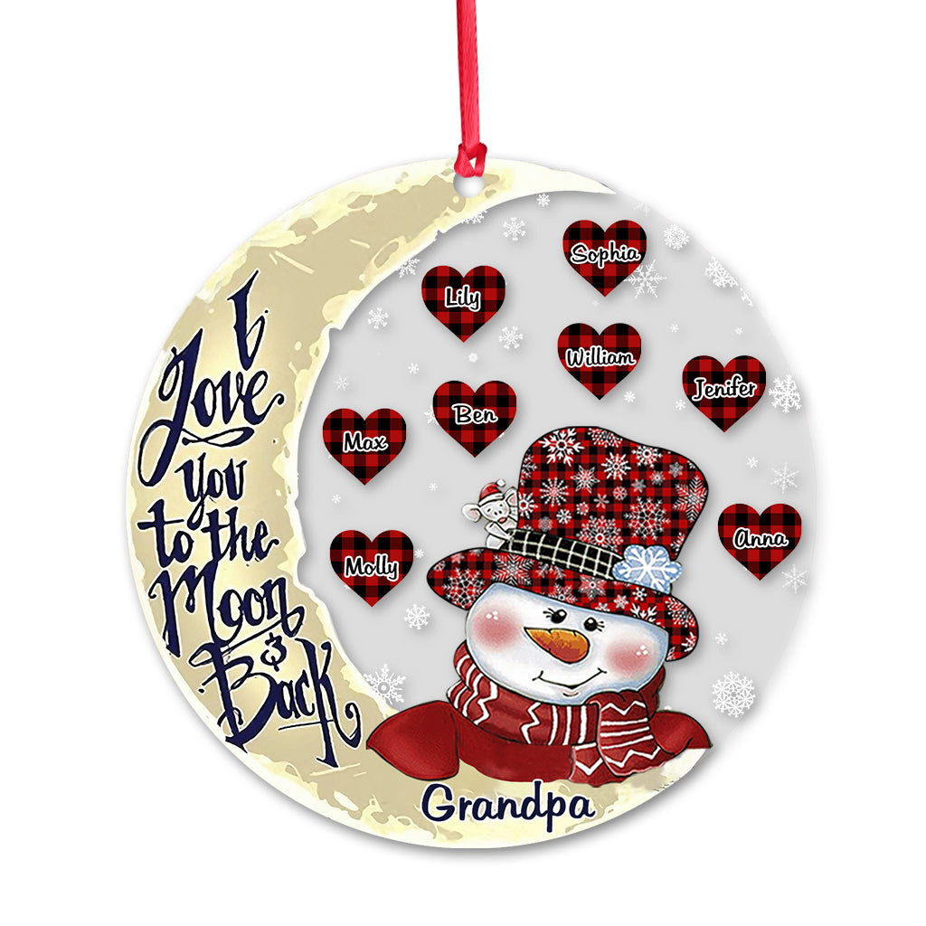 Je t'aime jusqu'à la lune - Cadeau pour grand-mère, grand-père, maman, papa - Ornement personnalisé