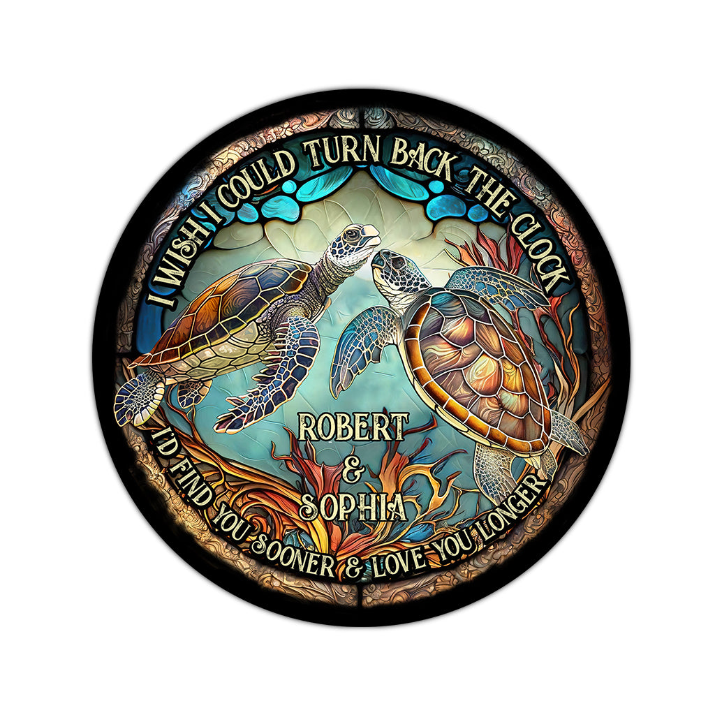 Remontez le temps - Tapis rond personnalisé Tortue