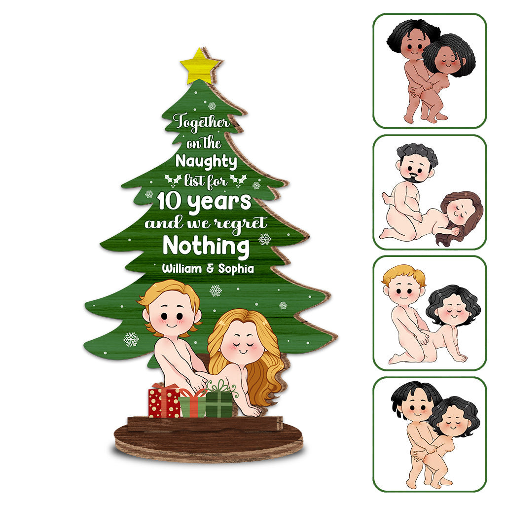 Ensemble sur la liste des vilains depuis des années - cadeau pour femme, petit ami, mari, petite amie - Plaque en bois personnalisée à poser