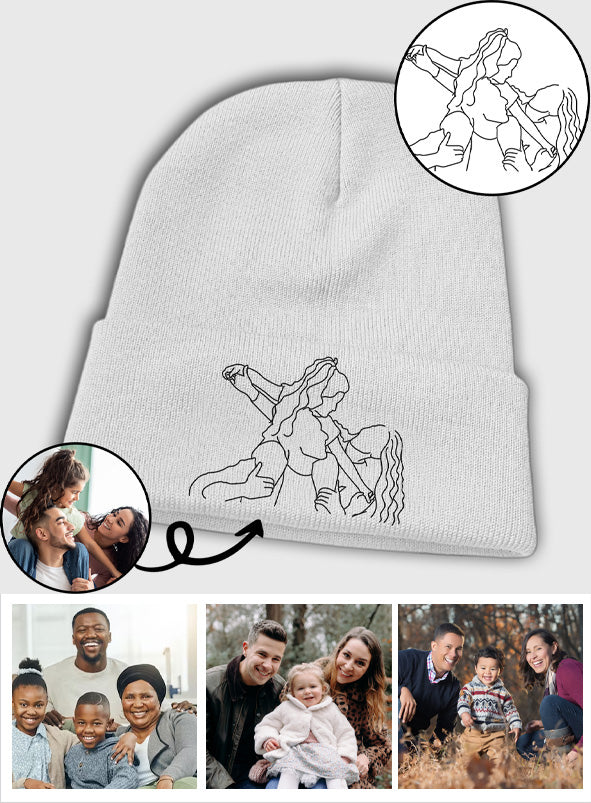 Bonnet brodé personnalisé avec photo - Modèle familial