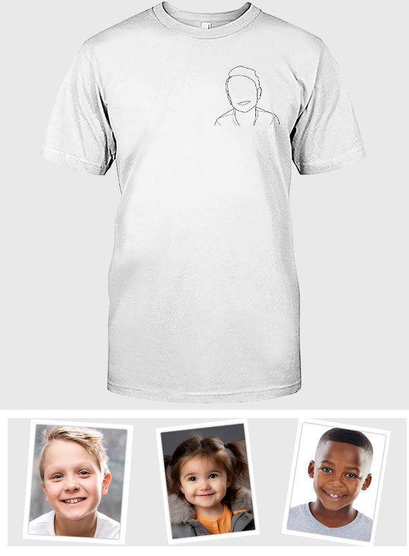 T-shirt brodé personnalisé pour enfant avec motif au trait