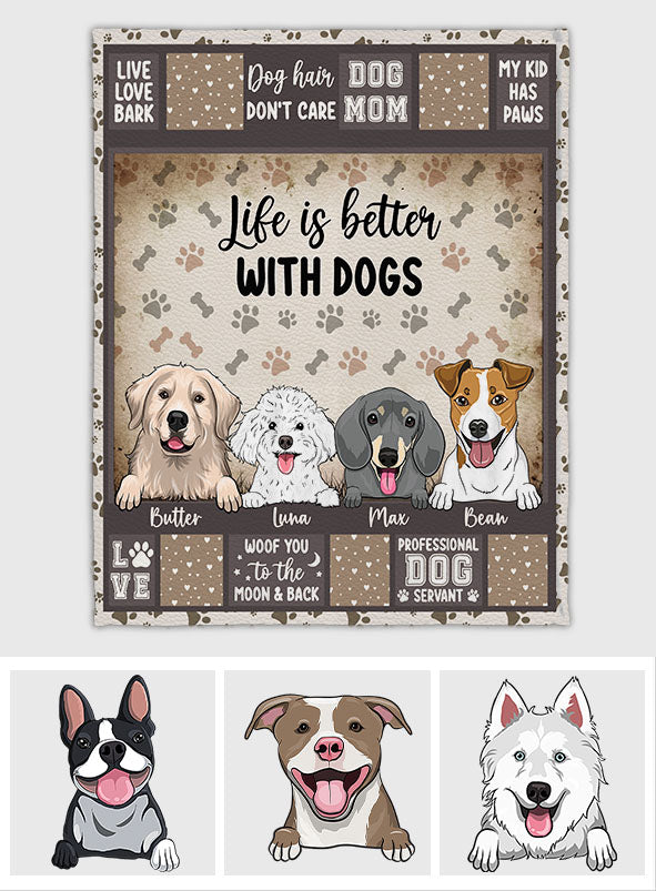La vie est plus belle avec des chiens - Cadeau pour les amoureux des chiens - Couverture personnalisée