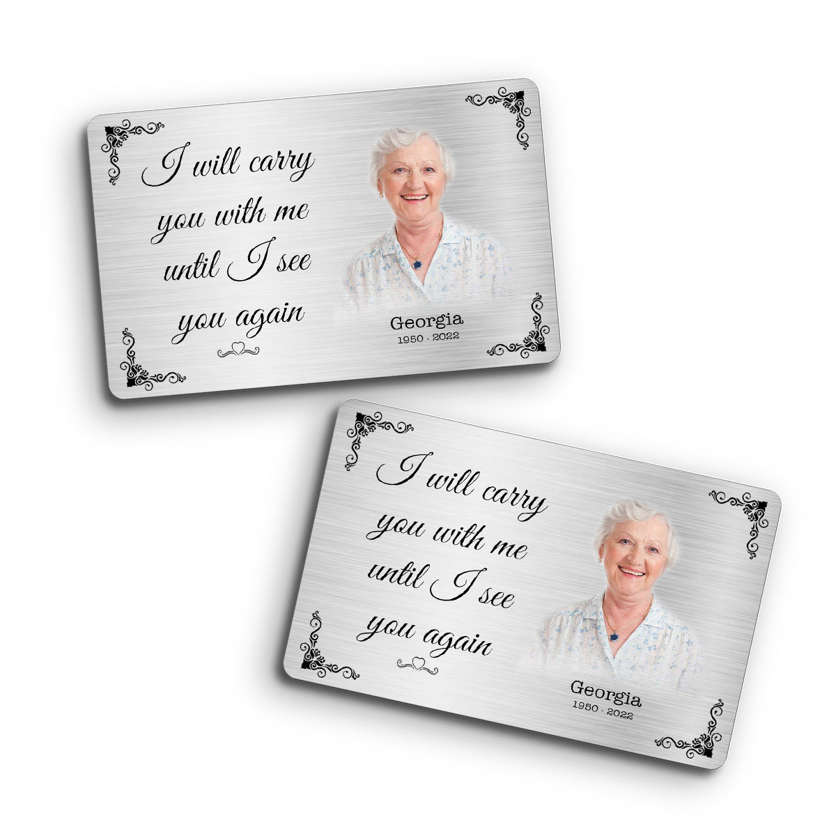 I Will Carry You With Me - Memorial gift for loss of - Personalized Wallet Insert Card