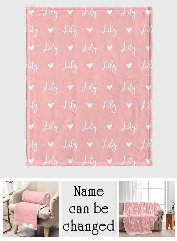Custom Name Heart Pattern - Personalized Daughter Blanket
