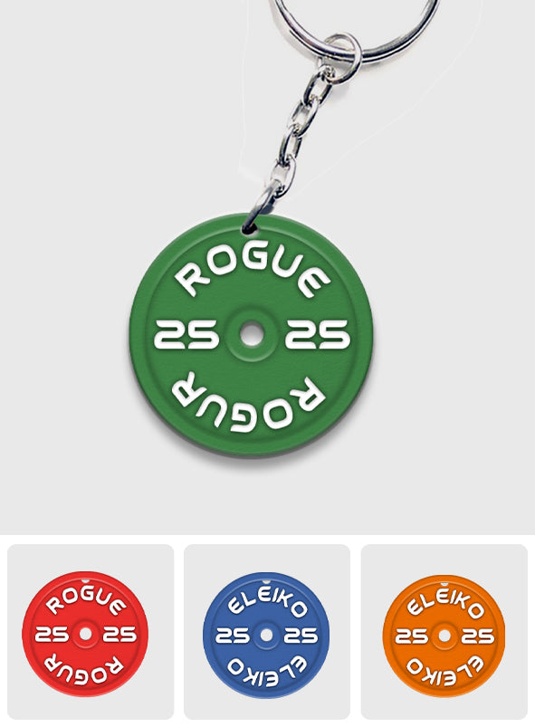 Porte-clés fitness personnalisé avec disques de poids