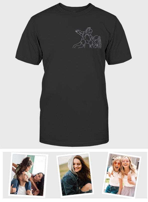 T-shirt brodé personnalisé pour toute la famille - Motifs au trait