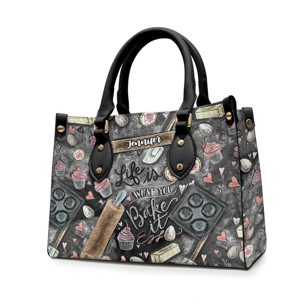 La vie est ce que vous en faites - Sac à main en cuir personnalisé pour la pâtisserie