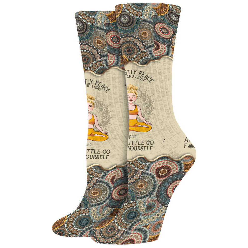 Je suis avant tout paix, amour et lumière - Chaussettes de yoga personnalisées