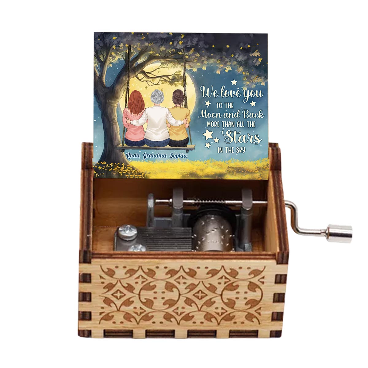 More Than All The Stars - Personalized Mother's Day Grandma Hand Crank Music Box