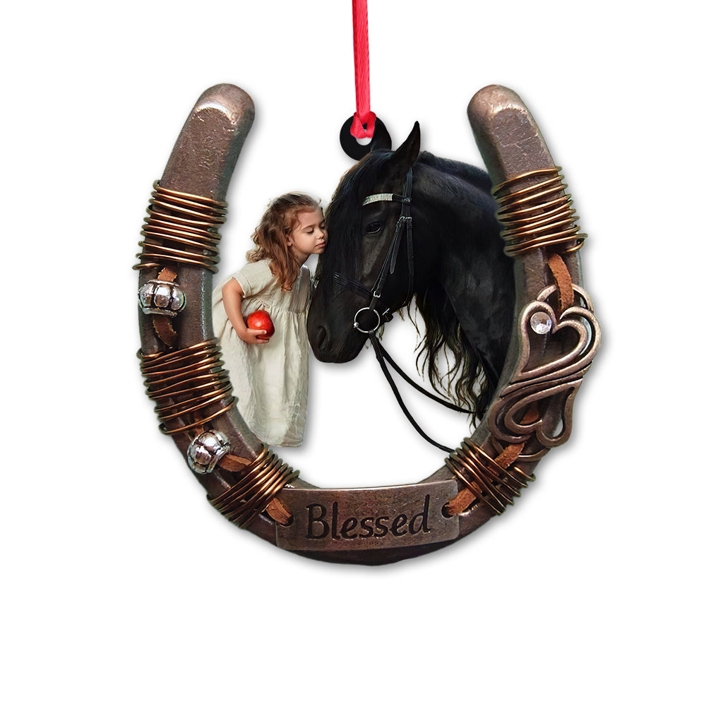 Cheval et fille - Ornement transparent personnalisé représentant un cheval
