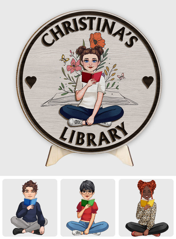 Ma bibliothèque - Plaque en bois personnalisée à 2 couches