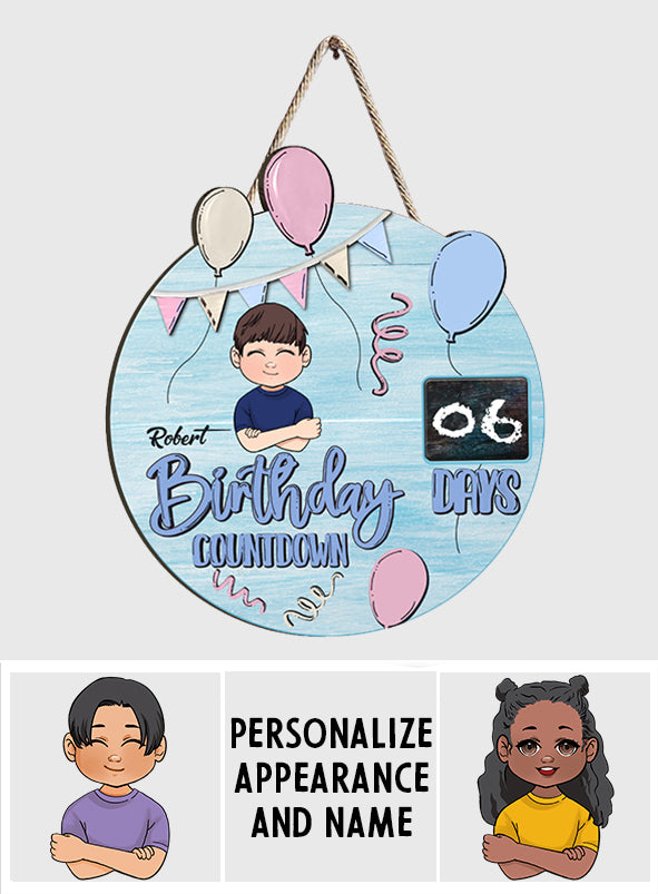 Compte à rebours d'anniversaire - Panneau en bois personnalisé pour la famille