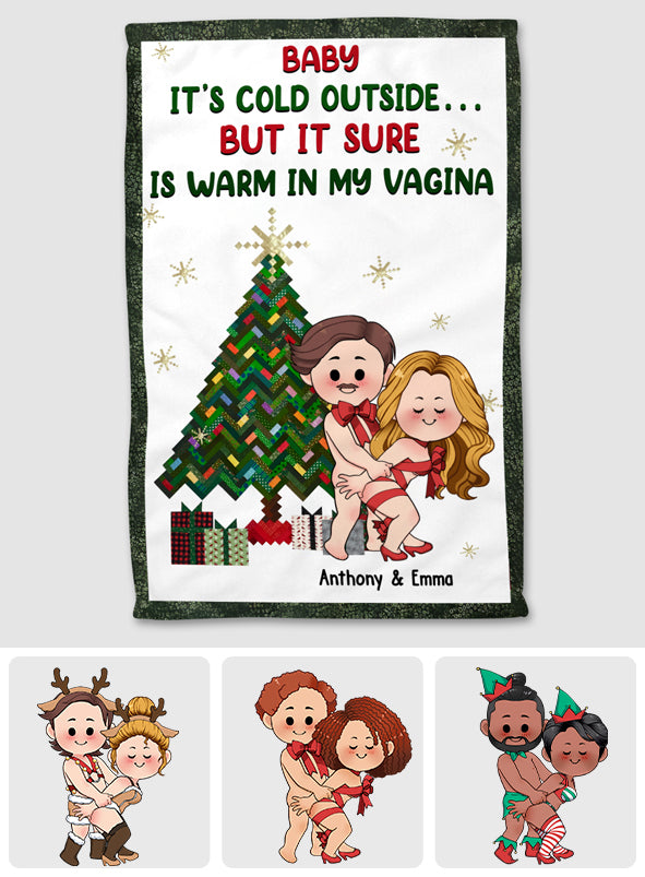 Au chaud ici - Serviette personnalisée pour couple