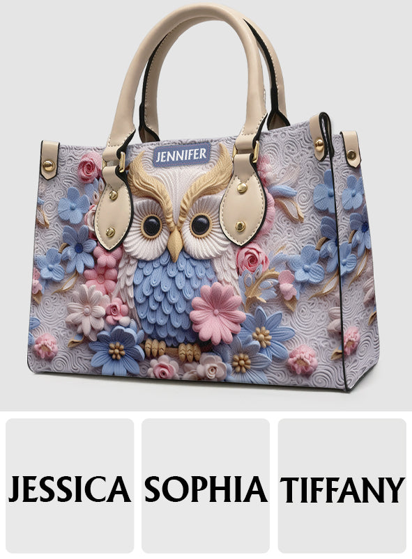 Beautiful Owl - Personalized Owl Leather Handbag