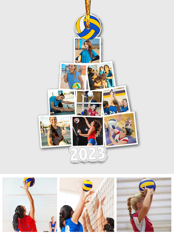 Joyeux Noël - Ornement transparent personnalisé en forme de ballon de volley-ball