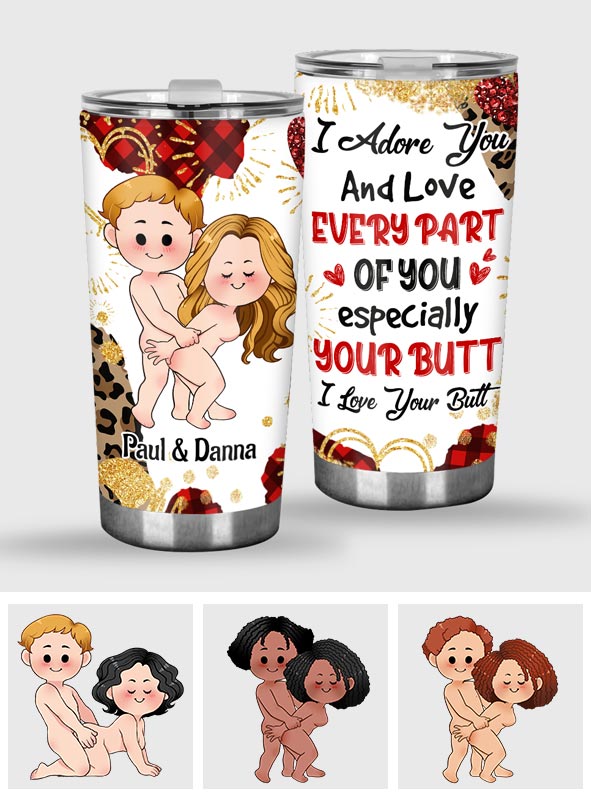 Je t'adore et j'aime chaque partie de toi - Gobelet isotherme personnalisé pour couple