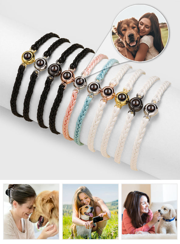 Those We Love Don't Go Away Dog Cat - Gift for dog lovers, who lost dog, who lost cat - Personalized Projection Bracelet