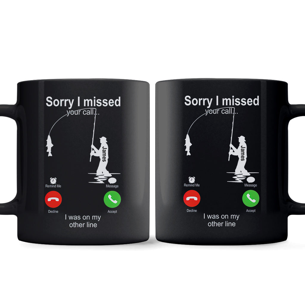 Désolé(e) d'avoir manqué votre appel, j'étais en ligne. - Mug de pêche personnalisé
