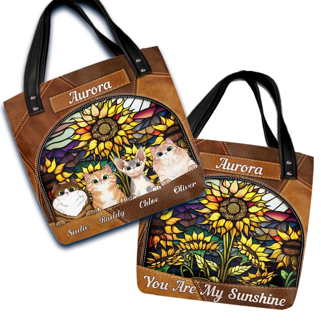 You Are My Sunshine Sunflower Stained Glass - Personalized Dog Tote Bag