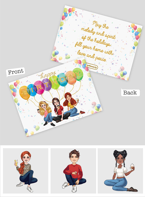 Ballon d'anniversaire avec portrait personnalisé - Carte de vœux personnalisée