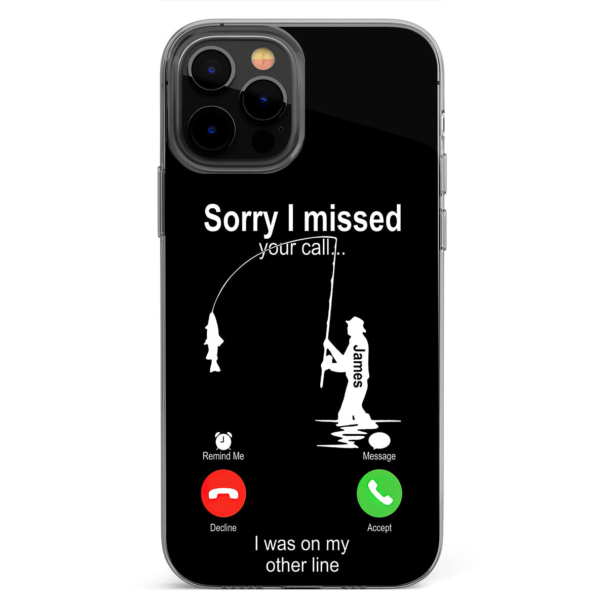 Désolé(e) d'avoir manqué votre appel, j'étais en ligne - Coque de téléphone transparente personnalisée sur le thème de la pêche