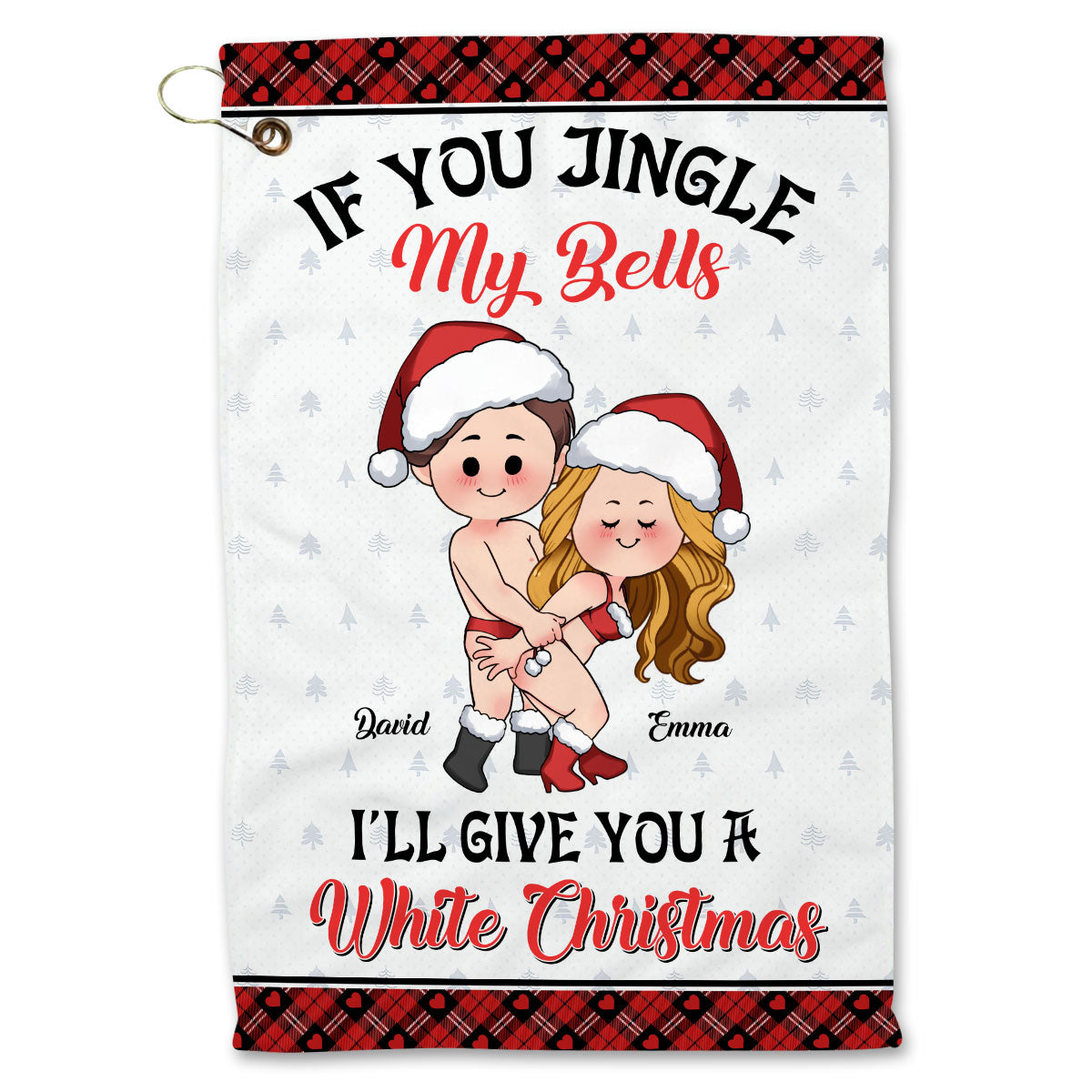 A White Christmas - Personalized Couple Golf Towel