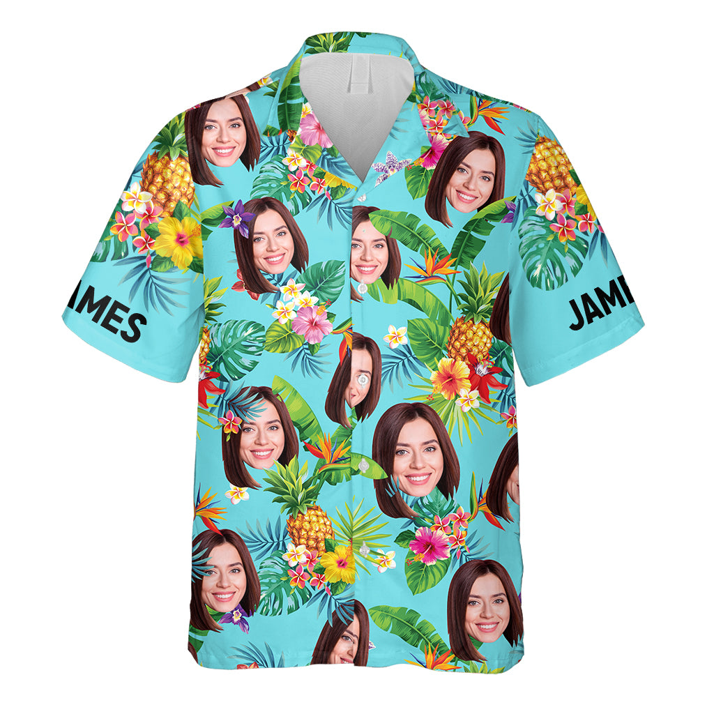 Chemise hawaïenne personnalisée « Amoureux de la mer » - Fleurs tropicales