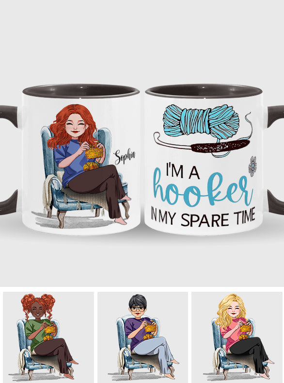 Je suis crocheteuse à mes heures perdues - Mug personnalisé à motif crochet