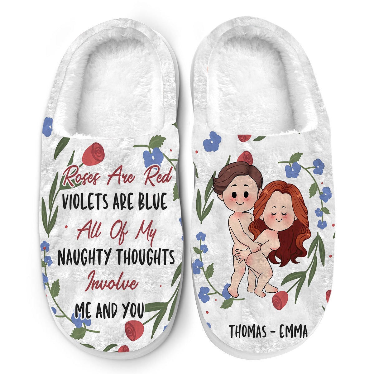 Roses Are Red - Personalized Couple Slippers
