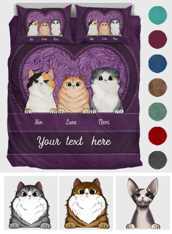 Cats In My Heart - Personalized Cat Bedding Set