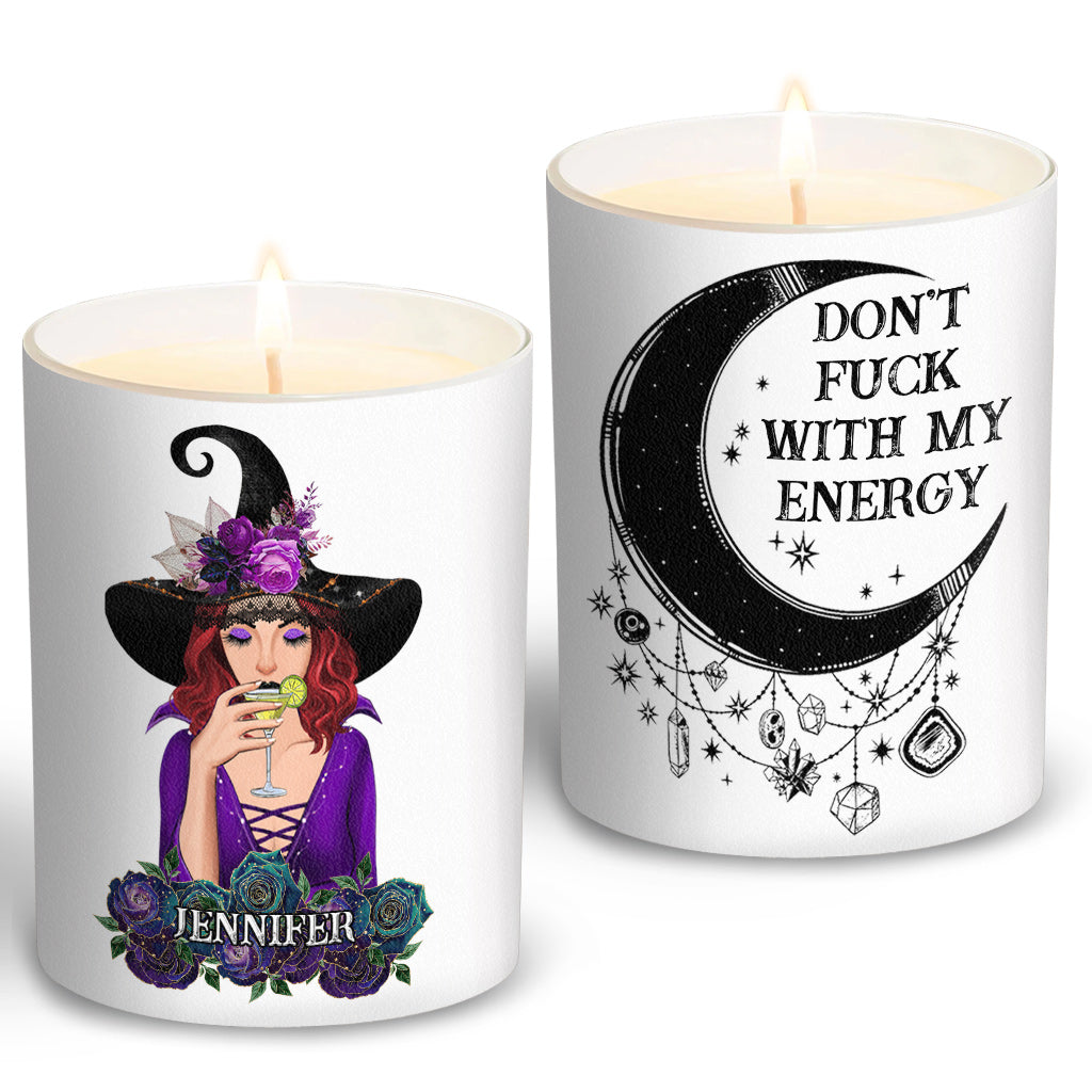 Don't F With My Energy - Personalized Witch Candle With Wooden Lid