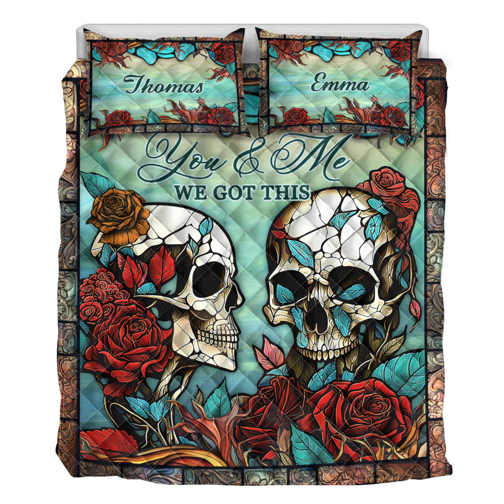 Skull Couple - Personalized Skull Quilt Set